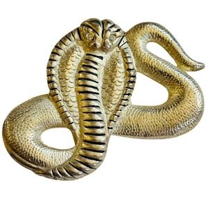 Vintage Ni 95 Cobra Snake belt buckle silver tone Chunky rhinestone statement